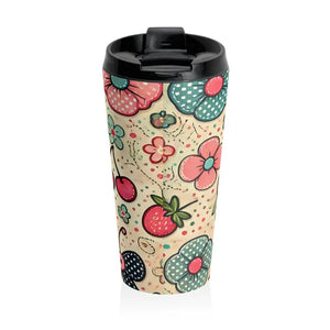Floral Stainless Steel Travel Mug - Insulated Garden Design - Dipaliz - 15oz - Thermoses