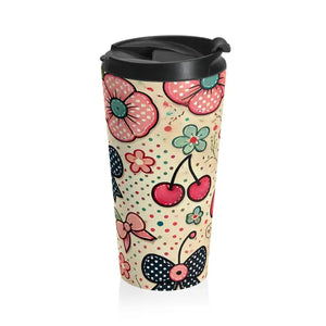 Floral Stainless Steel Travel Mug - Insulated Garden Design - Dipaliz - 15oz - Thermoses