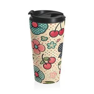 Floral Stainless Steel Travel Mug - Insulated Garden Design - Dipaliz - 15oz - Thermoses