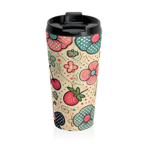 Vibrant Floral Stainless Steel Travel Mug - Garden Design - Dipaliz - Thermoses