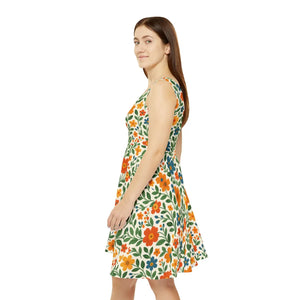 Women’s Skater Dress – Colorful Floral Print - Dipaliz - Dresses - Xs