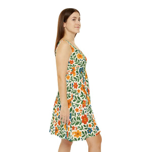 Women’s Skater Dress – Colorful Floral Print - Dipaliz - Dresses - Xs