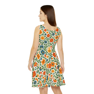 Women’s Skater Dress – Colorful Floral Print - Dipaliz - Dresses - Xs