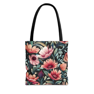 Vibrant Print Tote Bag - Colorful Flowers Polyester - Dipaliz - Bags