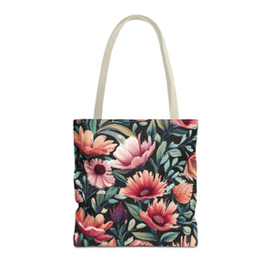 Vibrant Print Tote Bag - Colorful Flowers Polyester - Dipaliz - Bags