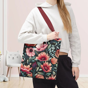 Vibrant Print Tote Bag - Colorful Flowers Polyester - Dipaliz - Bags