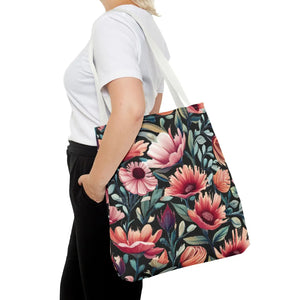 Vibrant Print Tote Bag - Colorful Flowers Polyester - Dipaliz - Bags