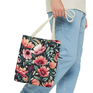 Vibrant Print Tote Bag - Colorful Flowers Polyester - Dipaliz - Bags