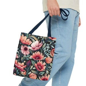 Vibrant Print Tote Bag - Colorful Flowers Polyester - Dipaliz - Bags