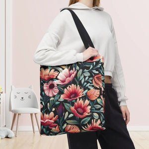 Vibrant Print Tote Bag - Colorful Flowers Polyester - Dipaliz - Bags