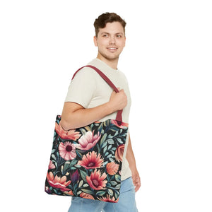 Vibrant Print Tote Bag - Colorful Flowers Polyester - Dipaliz - Bags