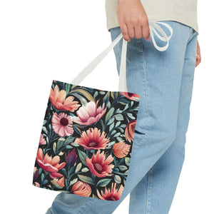 Vibrant Print Tote Bag - Colorful Flowers Polyester - Dipaliz - Bags