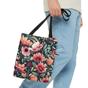 Vibrant Print Tote Bag - Colorful Flowers Polyester - Dipaliz - Bags