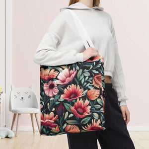 Vibrant Print Tote Bag - Colorful Flowers Polyester - Dipaliz - Bags