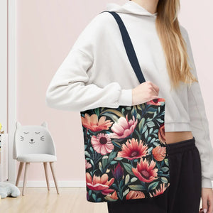 Vibrant Print Tote Bag - Colorful Flowers Polyester - Dipaliz - Bags