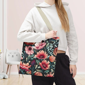 Vibrant Print Tote Bag - Colorful Flowers Polyester - Dipaliz - Bags