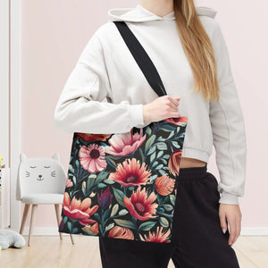 Vibrant Print Tote Bag - Colorful Flowers Polyester - Dipaliz - Bags