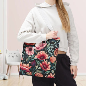 Vibrant Print Tote Bag - Colorful Flowers Polyester - Dipaliz - Bags