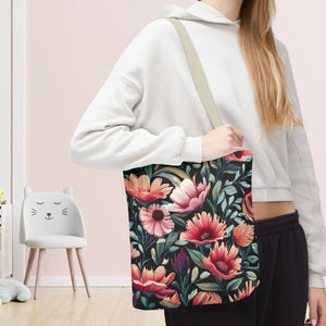 Vibrant Print Tote Bag - Colorful Flowers Polyester - Dipaliz - Bags