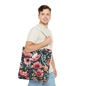 Vibrant Print Tote Bag - Colorful Flowers Polyester - Dipaliz - Bags