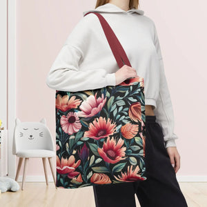 Vibrant Print Tote Bag - Colorful Flowers Polyester - Dipaliz - Bags