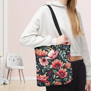 Vibrant Print Tote Bag - Colorful Flowers Polyester - Dipaliz - Bags