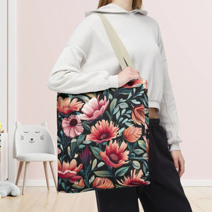 Vibrant Print Tote Bag - Colorful Flowers Polyester - Dipaliz - Bags