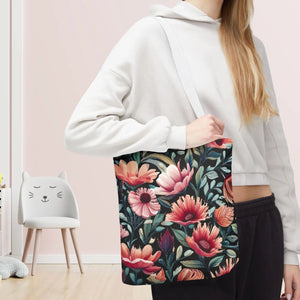 Vibrant Print Tote Bag - Colorful Flowers Polyester - Dipaliz - Bags