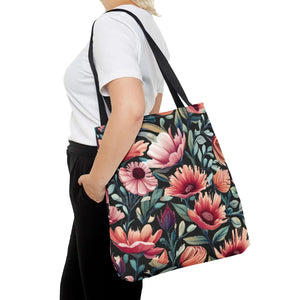 Vibrant Print Tote Bag - Colorful Flowers Polyester - Dipaliz - Bags