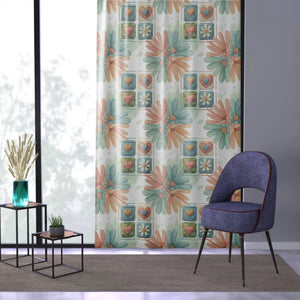 Sheer Colorful Flowers Window Curtain - 50x84 Polyester - Dipaliz - Curtains