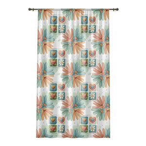 Sheer Colorful Flowers Window Curtain - 50x84 Polyester - Dipaliz - Curtains