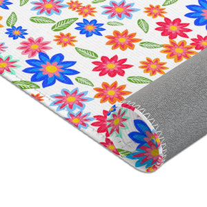Colorful Flowers Pattern Rug – Soft Chenille - Dipaliz - Rugs
