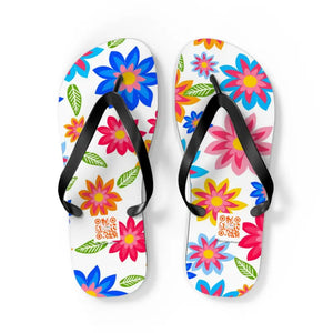 Colorful Flowers Flip Flops - Vibrant Comfort Style - Dipaliz - l / Black Sole - Slippers