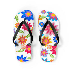 Colorful Flowers Flip Flops - Vibrant Comfort Style - Dipaliz - m / Black Sole - Slippers