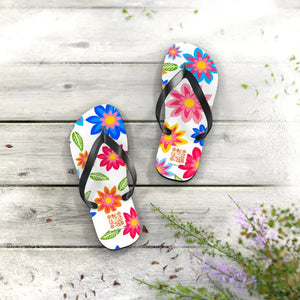 Colorful Flowers Flip Flops - Vibrant Comfort Style - Dipaliz - s / Black Sole - Slippers