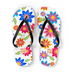 Colorful Flowers Flip Flops - Vibrant Comfort Style - Dipaliz - Xl / Black Sole - Slippers