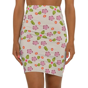 Women’s Mini Skirt Colorful Flowers Stretchy Comfort - Dipaliz - Xs / Black Stitching - Skirts