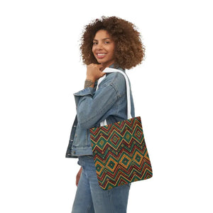 Premium Canvas Tote Bag Colorful Geometric Print Dipaliz - Shopping Totes