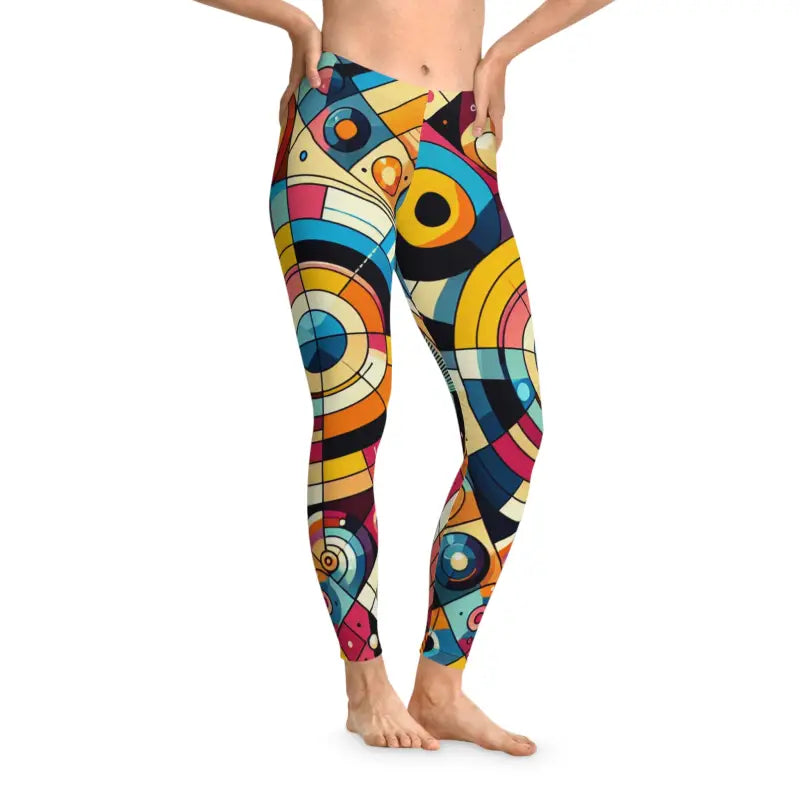 Rock your Routine with Colorful Geometric Pattern Leggings - l / Seam Thread Color Automatically Matched to Design All