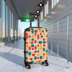 Geometric Pattern Suitcase - Stylish Travel Colorful Design - Dipaliz - Small / Black - Suitcases