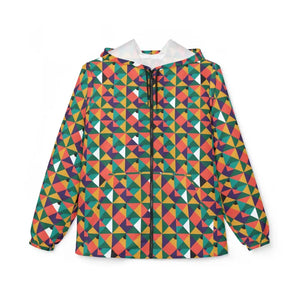 Outerwear - Colorful Geometric Triangle Print Windbreaker Jacket
