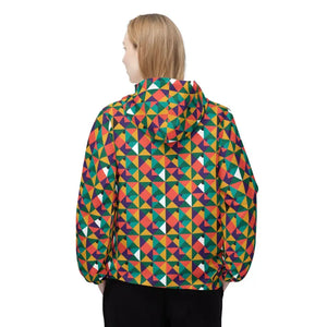 Outerwear - Colorful Geometric Triangle Print Windbreaker Jacket