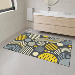 Home Decor - Vibrant Yellow Geometric Heavy Floor Mat - Bold - Dipaliz 48’’ × 72’’