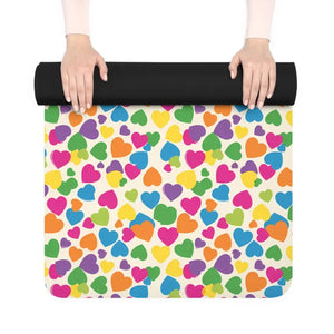 Colorful Heart Pattern Yoga Mat Non Slip Vibrant Design - Dipaliz - 24” x 72” - & Pilates Mats