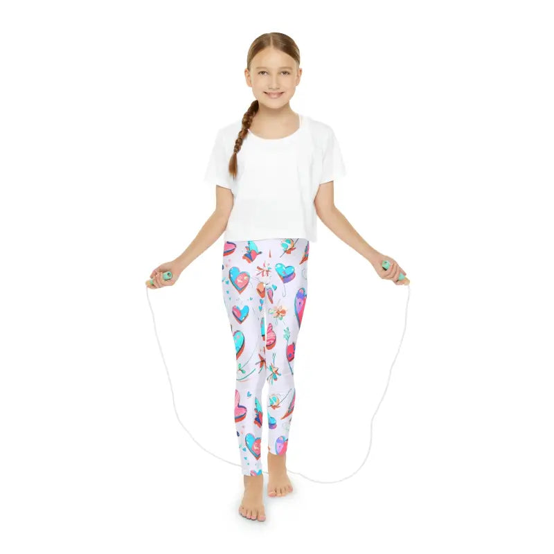 Colorful Hearts Leggings for Kids - Vibrant Activewear Fun! - 11/12 Years Clothes