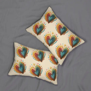 Colorful Hearts Throw Pillow Spun Polyester Lumbar - Dipaliz - 20’’ × 14’’ - Pillows