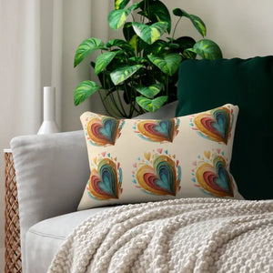 Colorful Hearts Throw Pillow Spun Polyester Lumbar - Dipaliz - 20’’ × 14’’ - Pillows