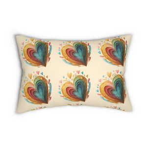 Colorful Hearts Throw Pillow Spun Polyester Lumbar - Dipaliz - 20’’ × 14’’ - Pillows