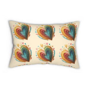 Colorful Hearts Throw Pillow Spun Polyester Lumbar - Dipaliz - 20’’ × 14’’ - Pillows