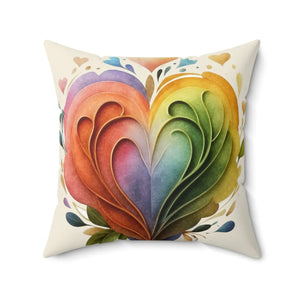 Colorful Hearts Throw Pillow – Polyester Square - Dipaliz - Pillows